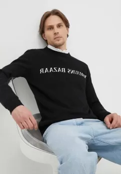 Bruuns Bazaar pulover Simon Nouveau barbati, culoarea negru, light imagine