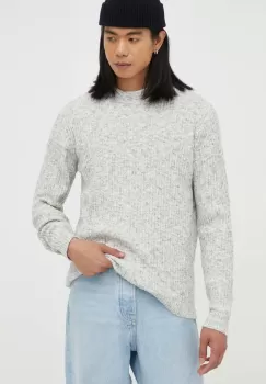 Bruuns Bazaar pulover Waf Luke barbati, culoarea gri imagine