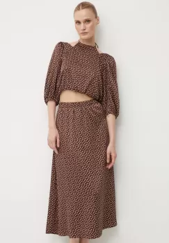 Bruuns Bazaar rochie AcaciaBBAdria dress culoarea maro, maxi, evazati, BBW3942 imagine