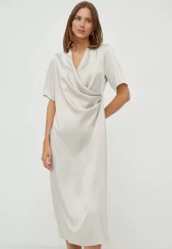 Bruuns Bazaar rochie culoarea bej, midi, drept imagine