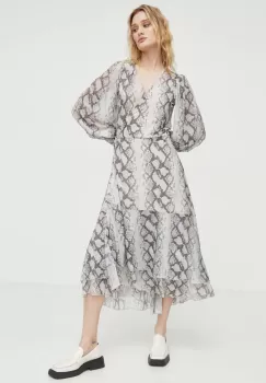 Bruuns Bazaar rochie culoarea maro, midi, evazati imagine