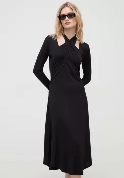 Bruuns Bazaar rochie culoarea negru, midi, drept imagine