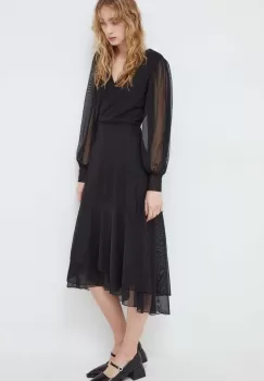Bruuns Bazaar rochie culoarea negru, midi, evazati imagine