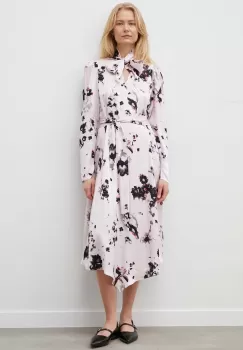 Bruuns Bazaar rochie culoarea roz, midi, evazati imagine