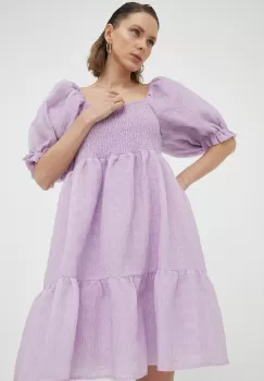 Bruuns Bazaar rochie culoarea violet, mini, evazati imagine