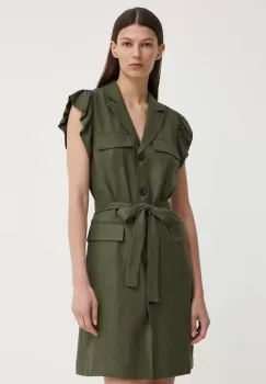 Bruuns Bazaar rochie din amestec de in OxalisBBGaia dress culoarea verde, mini, drept, BBW3939 imagine