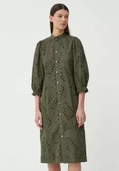Bruuns Bazaar rochie din bumbac ArgyreiaBBMoniika dress culoarea verde, mini, drept, BBW3916 imagine