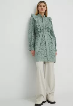 Bruuns Bazaar rochie din bumbac Sienna Kandra culoarea verde, mini, drept imagine