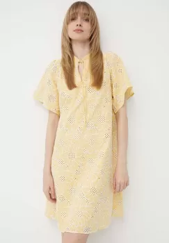 Bruuns Bazaar rochie din bumbac WoodbineBBJulia dress culoarea galben, mini, evazati, BBW3948 imagine