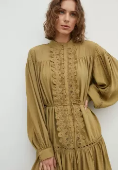 Bruuns Bazaar rochie Rasebay culoarea verde, mini, oversize imagine