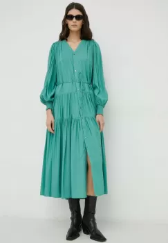 Bruuns Bazaar rochie Rosebay Carline culoarea verde, midi, evazati imagine