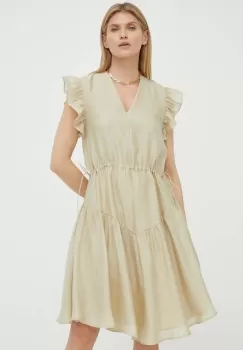 Bruuns Bazaar rochie Zaria Camma culoarea bej, mini, evazati imagine