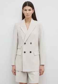 Bruuns Bazaar sacou BrassicaBBLinda blazer culoarea bej, cu doua randuri de nasturi, neted, BBW3307 imagine