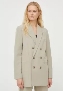 Bruuns Bazaar sacou culoarea bej, cu doua randuri de nasturi, neted imagine