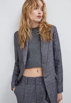 Bruuns Bazaar sacou culoarea gri, un singur rand de nasturi, melanj imagine
