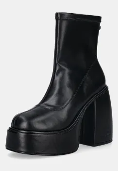 Buffalo botine Heart Sock Bootie culoarea negru, cu toc drept, 1220073-BLK imagine