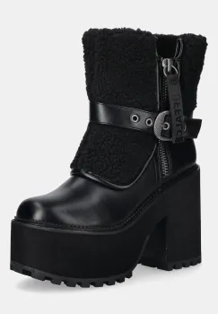 Buffalo botine Killah Fold Boot Warm culoarea negru, cu toc drept, 1220081-BLK imagine