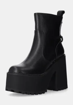 Buffalo botine Killah Zip Boot Mid femei, culoarea negru, cu toc drept, 1622374-BLK imagine