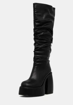 Buffalo cizme Heart Boot Hi femei, culoarea negru, cu toc drept, 1220061-BLK imagine