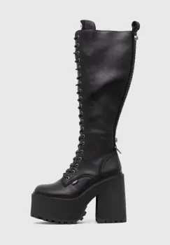 Buffalo cizme Killah Lace Up Hi femei, culoarea negru, cu toc drept, 1622377 imagine
