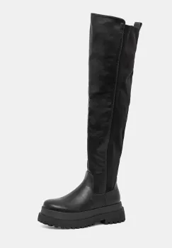 Buffalo cizme Pluto Overknee culoarea negru, cu platforma, 1270153-BLK imagine