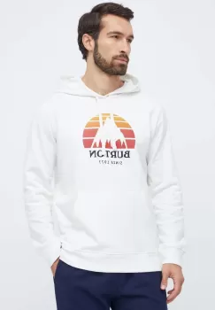 Burton bluza barbati, culoarea alb, cu gluga, cu imprimeu imagine