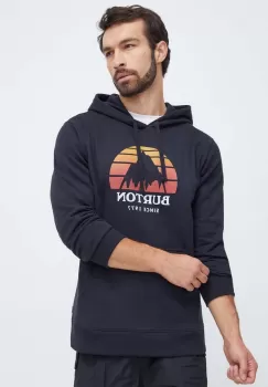 Burton bluza barbati, culoarea negru, cu gluga, cu imprimeu imagine
