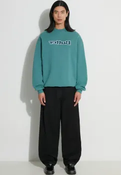 Butter Goods bluza Cord Logo Crewneck Sweatshirt barbati, culoarea verde, cu imprimeu, BGQ3232304 imagine