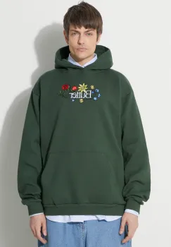Butter Goods bluza Floral Embroidered Pullover Hood barbati, culoarea verde, cu gluga, cu imprimeu, BGQ423D11403 imagine