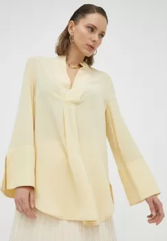 By Malene Birger bluza de matase culoarea galben, neted imagine