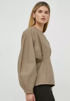 By Malene Birger bluza din bumbac Maias femei, culoarea bej, neted imagine