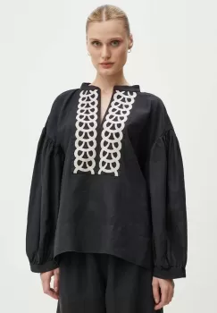 By Malene Birger bluza din in CADMUS culoarea negru, cu imprimeu, Q70967009 imagine