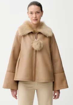 By Malene Birger geaca de piele reversibila ODELLIES culoarea maro, de tranzitie, Q72585001 imagine