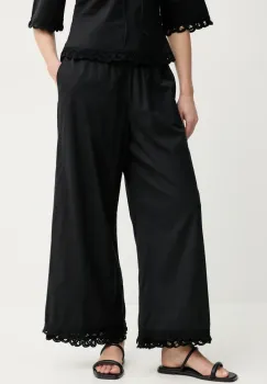 By Malene Birger pantaloni de bumbac LUISA femei, culoarea negru, drept, high waist, 103281 imagine