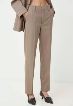 By Malene Birger pantaloni IGDA femei, culoarea maro, drept, high waist, Q72526002 imagine