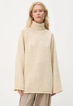 By Malene Birger pulover de lana CHARICE femei, culoarea bej, calduros, cu guler, Q72457003 imagine