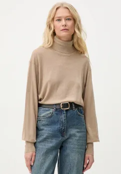 By Malene Birger pulover din amestec de lana MOHSEN femei, culoarea bej, light, cu guler, Q72551001 imagine