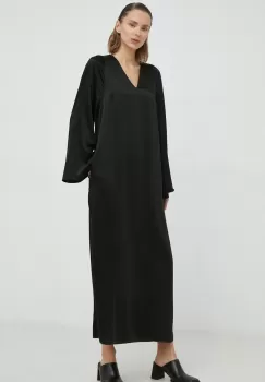 By Malene Birger rochie Brynn culoarea negru, maxi, drept imagine