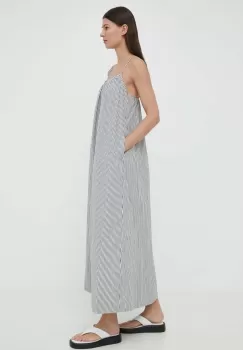 By Malene Birger rochie din bumbac culoarea albastru marin, maxi, evazati imagine
