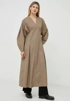 By Malene Birger rochie din bumbac culoarea bej, maxi, evazati imagine