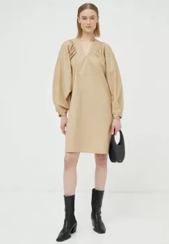 By Malene Birger rochie din bumbac culoarea bej, mini, oversize imagine