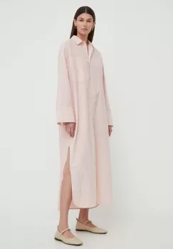 By Malene Birger rochie din bumbac Perros culoarea roz, maxi, drept imagine