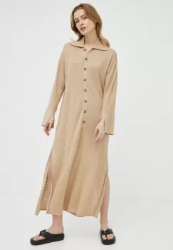 By Malene Birger rochie din in Thoni culoarea bej, maxi, drept imagine