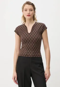 By Malene Birger tricou VENAZIA femei, culoarea maro, Q72465001 imagine