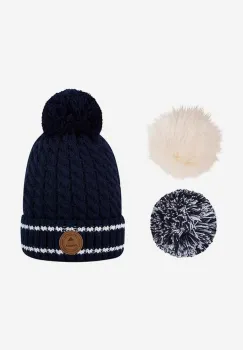 Cabaia caciula Balmoral Vegan culoarea albastru marin, din tricot gros imagine