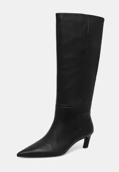 Calvin Klein ghete de piele ESS KITTEN HEEL LONG BOOTS imagine