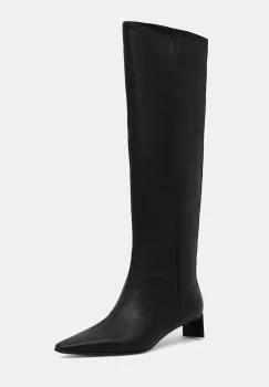 Calvin Klein ghete de piele SET BACK KITTEN HEEL KNEE BOOT imagine