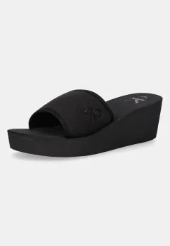 Calvin Klein Jeans papuci BEACH WEDGE SLIDE CANVAS imagine