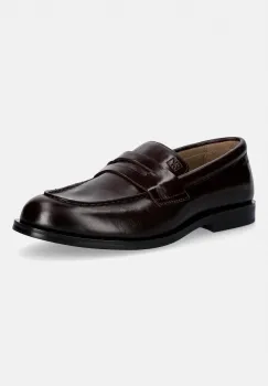 Calvin Klein mocasini de piele ESS RUBBER PENNY LOAFER POL LTH imagine
