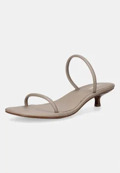 Calvin Klein sandale cu toc cui din piele KITT HEEL SNDL DOUBLE STRAP LTH imagine